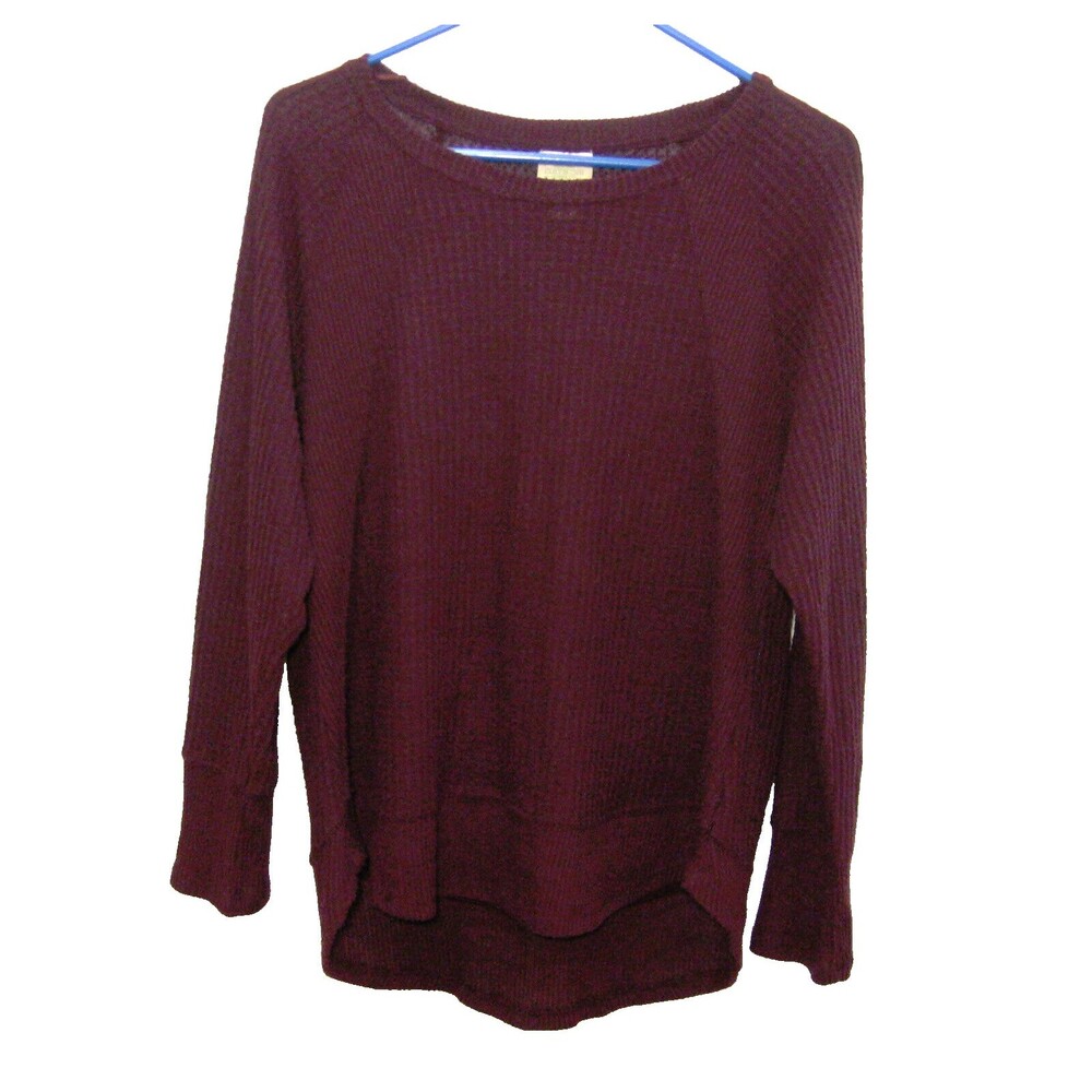TELLURIDE Clothing Co Women's (Size Medium) Burgundy Red Waffle Knit Sweater Top